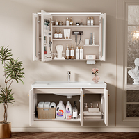 Meuble de salle de bain mural en acier inoxydable de style européen ARROW avec lavabo intégré et miroir