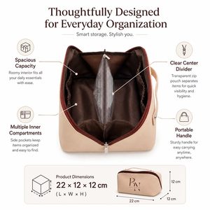 Large Capacity PU Leather <b>Makeup</b> Organizer <b>Case</b> Portable Cosmetic Storage Bag with Compartments Custom Logo Supplier - Product Image 6