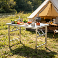 Table de travail rectangulaire portable moderne en acier inoxydable pliable, idéale pour l'école, le camping en plein air et les restaurants – Meilleure vente
