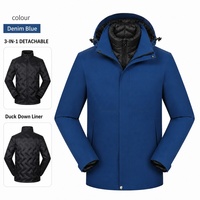 Veste imperméable unisexe pour l'extérieur, à coque rigide, avec capuche et doublure amovible en duvet de canard, veste 3 en 1 personnalisée pour homme