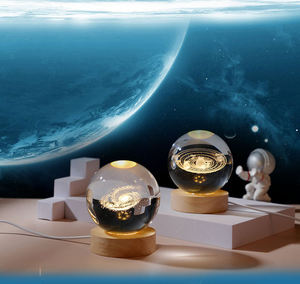 Оптовая продажа, художественный хрустальный шар, ночник, 3d светящаяся Солнечная система, хрустальный шар, украшение, светодиодная ночь - Product Image 5