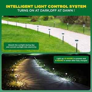 Lámpara Solar de Jardín Popular con LED Blanco Cálido, Resistente al Agua IP44, 8-10 Horas de Iluminación para Decoración de Patios y Parques al Aire Libre - Product Image 3