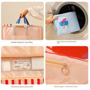 Fashion Large Capacity Multi-Functional Polyester Cartoon Pattern Handbag Foldable Design Zipper Closure Clothes <b>Storage</b> - Product Image 3