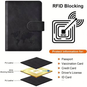 ซองใส่พาสปอร์ตและกระเป๋าเดินทางหนังเทียม ป้องกัน RFID ปิดด้วยแม่เหล็ก จำเป็นสำหรับการเดินทาง - Product Image 3