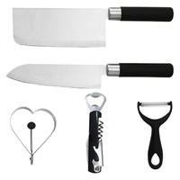 Ensemble de 4 couteaux de cuisine, moule à œufs en forme de cœur, tire-bouchon, ouvre-bouteille, éplucheur de légumes, kit d'accessoires combinés
