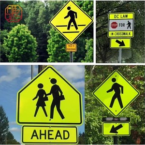 Paquete de Señales de Zona Escolar y Cruce Peatonal, Señales Reflectantes de Aluminio de Reducción de Velocidad/Límite de Velocidad/Parada de Autobús Escolar para Seguridad Vial - Product Image 2
