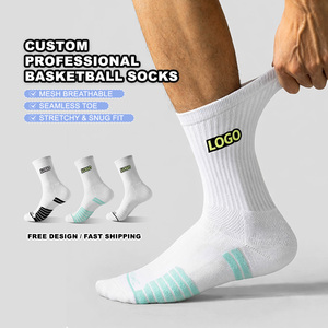 Calcetines Deportivos Personalizados con Logotipo Bordado para Hombre, Calcetines <span class=keywords><strong>de</strong></span> Baloncesto Acolchados Personalizados - Product Image 1