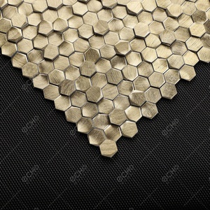 Mini Mosaicos Metálicos Hexagonales de Aluminio en 3D, Color Dorado Deslumbrante, para Decoración del Hogar - Product Image 4