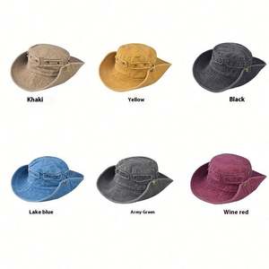 Chapeau Bob Pêcheur en Coton Lavé Respirant Anti-UV Pliable à Large Bord avec Cordon pour Printemps-Été - Product Image 2