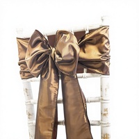 LILIS Nœuds de chaise en satin – Unis, teints, pour mariage, banquet, décoration intérieure, 17x275cm, 48 couleurs, lavables (Cuivre), avec chemins de table assortis