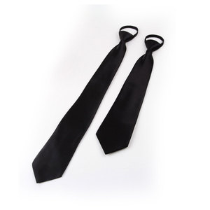 Corbata negra brillante con cremallera para hombre y mujer, corbata sin nudos para camisa y traje - Product Image 1