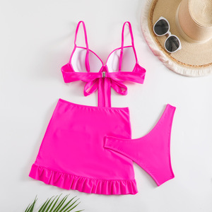 Bikini-<span class=keywords><strong>Badeanzug</strong></span> Strandmode Damen Konservativer Schlankheits-Effekt Kleid-Stil Gerüschter Separater <span class=keywords><strong>Badeanzug</strong></span> Dreiteiliger Überzug - Product Image 2