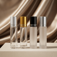 Bouteille en verre givré transparente de luxe vide pour huiles essentielles, flacon roll-on 10 ml, imprimable sérigraphié, vente en gros
