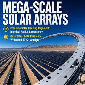 Arche de suivi solaire en aluminium robuste pour ferme solaire Nevada <span class=keywords><strong>Mega</strong></span>, <span class=keywords><strong>tube</strong></span> courbé CNC, fabrication de précision - Product Image 1
