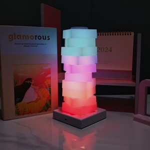 Lampe de chevet décorative en forme de cube arc-en-ciel, lumière d'ambiance macaron colorée pour chambre d'enfant, lampe de table en forme de gourde pour chambre à coucher - Product Image 2