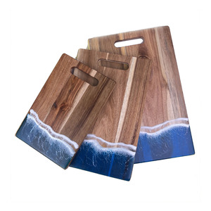 Tùy chỉnh thớt gỗ xử lý keo phục vụ khay cho nhà bền vững hình chữ nhật Epoxy nhựa Platter cho cắt bánh mì - Product Image 4