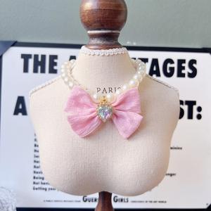 <span class=keywords><strong>Collar</strong></span> para mascotas de Bichón de peluche sólido de estilo japonés, cintas con lazo dulce, <span class=keywords><strong>collar</strong></span> de perlas suaves, accesorio transfronterizo suave para perros y gatos - Product Image 4