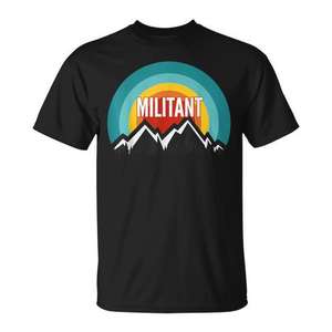 Camiseta Militant Vintage Retro Sunset para hombre, camiseta gráfica negra - Product Image 1