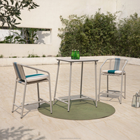 Table de bar de jardin moderne en aluminium OSMEN VODDEN avec plateau en verre pour jardin, terrasse et balcon