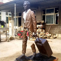 Vente Flash : Sculpture Urbaine en Métal, Statue Grandeur Nature en Bronze Bruno les Voyageurs