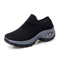 Chaussures de randonnée respirantes à coussin d'air pour femme, style décontracté à enfiler, semelle souple, rehaussantes, pour l'extérieur