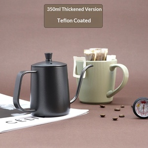 Factory Wholesale 304 Stainless Steel Pour-over Coffee Kettle Metal Handle Lid Fine Spout Long Neck Volume Markings 350ml Modern - Product Image 6