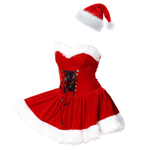 Vestido navideño de terciopelo rojo con escote en forma de A y cordones, traje de fiesta para mujer, tallas S-XXL - Product Image 2
