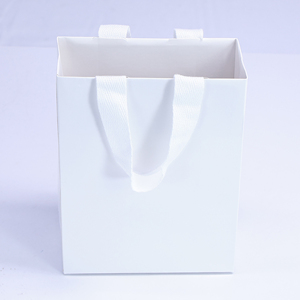 Ruban cadeau de couleur unie poignées petite base large fond pierre précieuse emballage boutique shopping bijoux montre sacs en papier blanc - Product Image 5