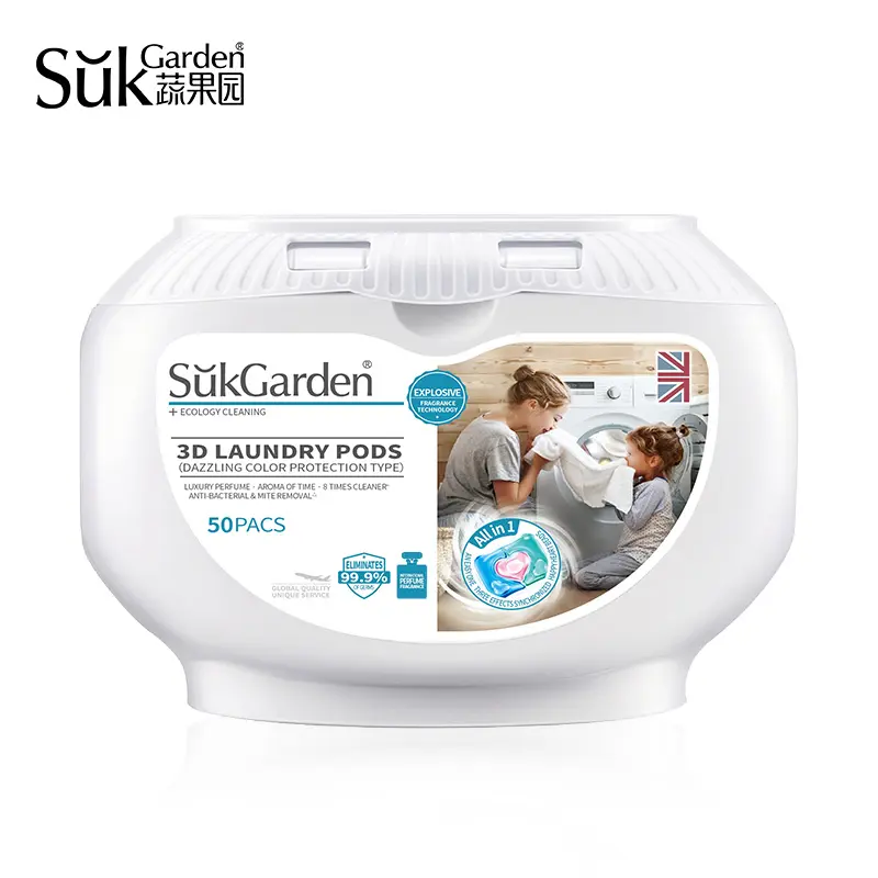 Detergent Sukgarden 3 In 1 3d Dazzling Color Protection Fragrance 10g*50 8x Clean Removing Bacteria And Mites Laundry Detergent Pods Box