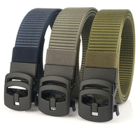 Ceinture en nylon pour hommes avec boucle automatique Ceinture à boucle automatique sans dents Ceinture d'entraînement en toile simple pour hommes