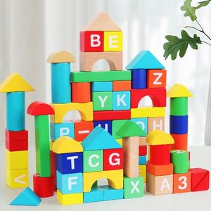 62PCS Kids Wooden Stacking Castle Alphabet <b>Block</b> Toys Colorful Safe Paint Geometric <b>Building</b> <b>Blocks</b> for Boys Girls - Product Image 2