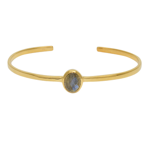 Orgeous-brazaletes de piedra multicolor, joyería chapada en oro de 18K, brazalete abierto de Plata de Ley 925, pulsera de piedra natural - Product Image 4