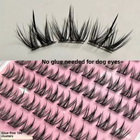 100 bouquets de faux cils pour chien sans colle, naturels, volumineux, auto-adhésifs, style manga, pour débutants