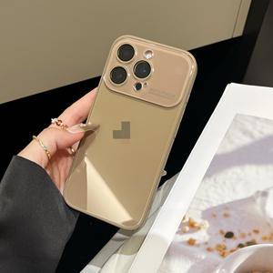 Nouvelle coque de téléphone tendance avec grande fenêtre texturée givrée pour <span class=keywords><strong>iPhone</strong></span> <span class=keywords><strong>12</strong></span> 13 14 15 16 17 <span class=keywords><strong>Pro</strong></span> Max avec film de protection d'objectif HD et protection arrière antichoc - Product Image 5