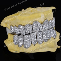 Grillz Hip Hop personnalisé avec pierre Moissanite VVS qui passe le test du diamant, taille 8 sur 8, pour hommes et femmes, en argent S925, or 10K 14K
