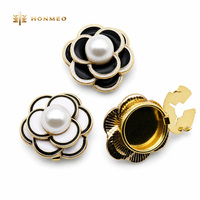 Penutup Kancing Baju Wanita HONMEO Mewah dari Paduan Seng dengan Enamel dan Mutiara, Penjepit Penutup Kancing