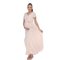 Vêtements de grossesse d'été robe de grossesse florale confortable alimentation col en v allaitement longue robe portefeuille