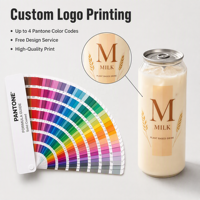 Custom Logo Printed Clear PET Cans With Metal Lid 55mm for Juice Soda Dessert Cold Drink Takeaway Wholesale Bulk Supply