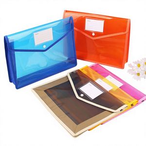 Bolsa de Almacenamiento de Documentos Tridimensional con Botón a Presión, Transparente, Color Caramelo, Tamaño A4, de Polipropileno, para Estudiantes, la Más Vendida - Product Image 1