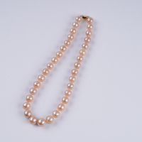 Collier et boucles d'oreilles en perles d'eau douce Edison roses de 12-13 mm avec argent 925 plaqué or