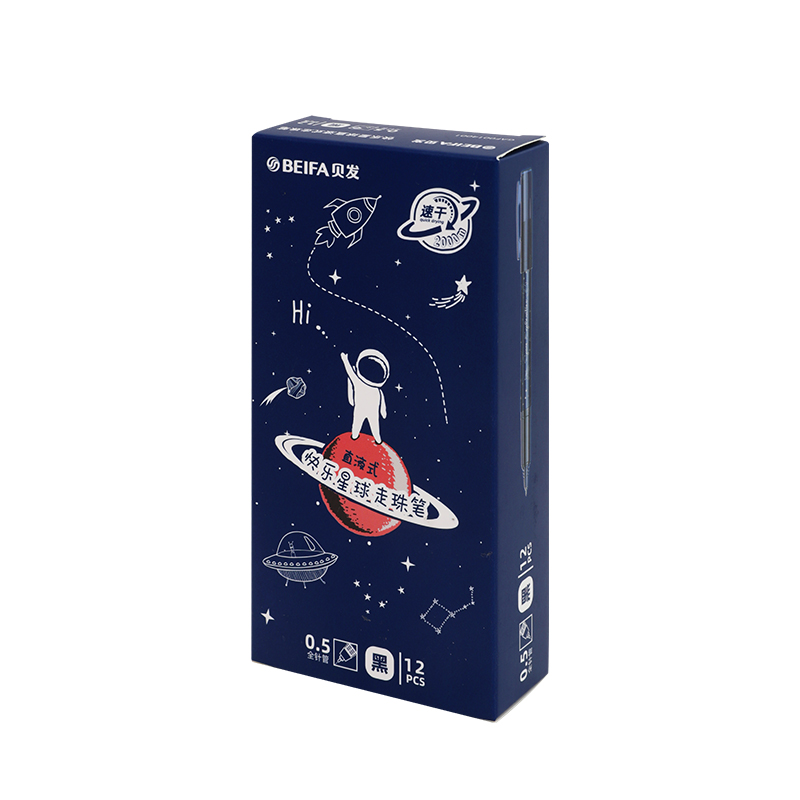 Практичная чернильная ручка с роликовым наконечником без жидкости с рисунком в картонной коробке