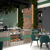 Conception d'intérieur de café moderne et personnalisée, mobilier, éclairage LED, service de personnalisation d'espace commercial pour café, solution tout-en-un