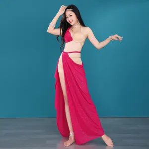 Traje de danza del vientre árabe para mujer, Sexy, de alta calidad, baile del vientre profesional, conjunto de 2 piezas