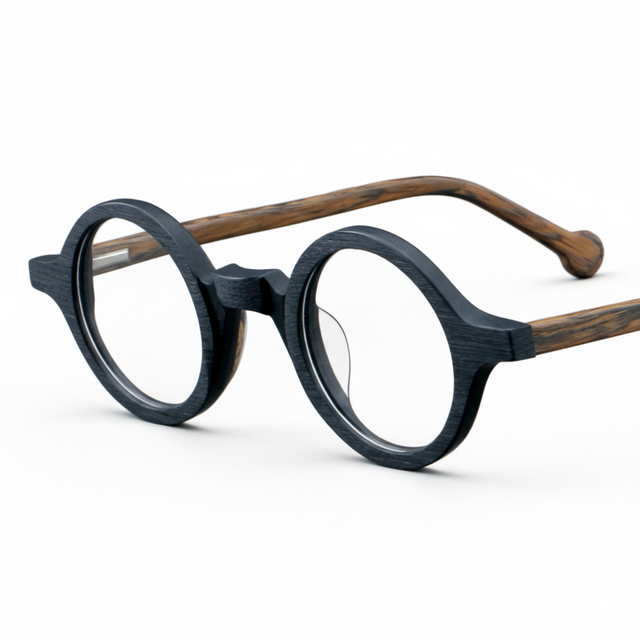 Eco-Friendly Round Acetate Eyeglass Frame, Colorful Patchwork, UV400 Polarized, Sustainable Fashion Unisex Comfort Fit