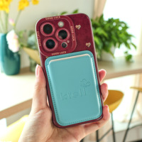 Porte-cartes magnétique personnalisé en cuir PU, porte-cartes magnétique puissant, portefeuille de téléphone magnétique, porte-cartes sécurisé en cuir, porte-cartes pour iPhone