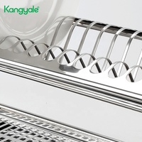 Kangyale Armoire de cuisine Égouttoir à vaisselle mural à 2 niveaux Égouttoir à vaisselle intégré Plateau en acier inoxydable Égouttoir à vaisselle