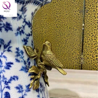 Grosir Bunga Dekoratif Berkualitas Tinggi, Vas Burung Pot Susu, Porselen Cina, Ornamen Mewah untuk Meja