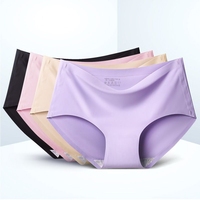 Culottes Taille Haute Confortables en Soie Glacée pour Femmes S-4XL, Sous-vêtements Sans Coutures, Lingerie Féminine Douce et Sexy, Grandes Tailles
