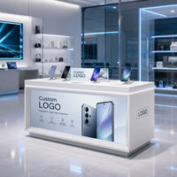 Vitrine sur mesure en métal pour téléphones portables et ordinateurs, table de présentation pour aménagement de magasin d'électronique, mobilier de marque pour projet de boutique