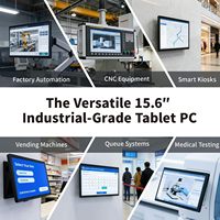 PC industriel tout-en-un 15,6 pouces : Options d'installation polyvalentes. Il est livré avec des crochets de montage PPC standard